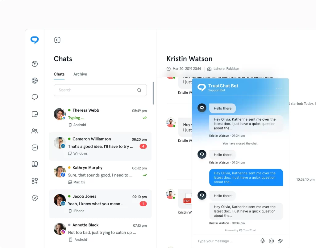 TrustChat live chat widget