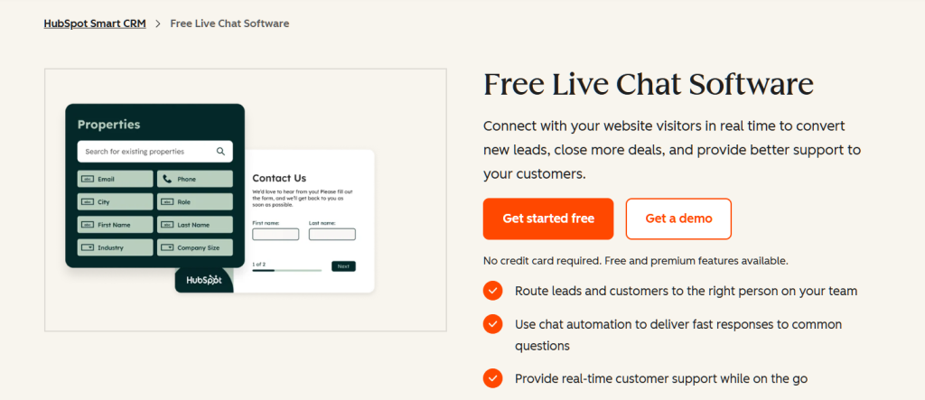 Hubspot live chat software
