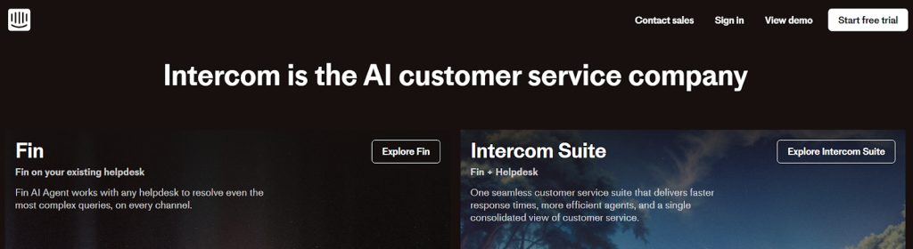 Intercom home page