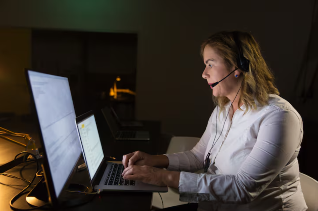 customer support agents dealing with clients