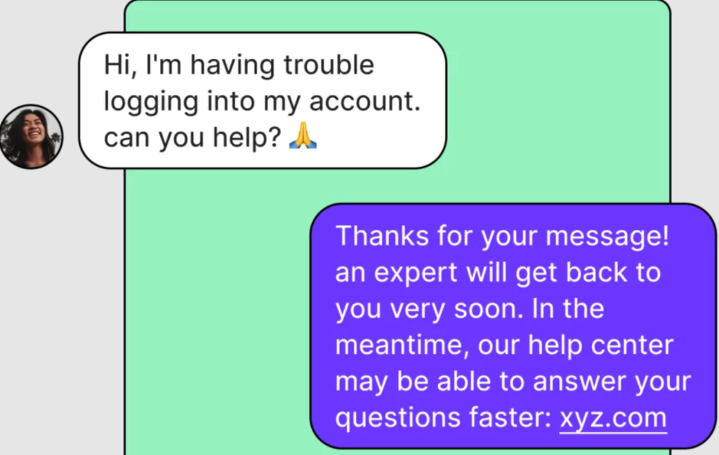 WhatsApp messaging with customer support team