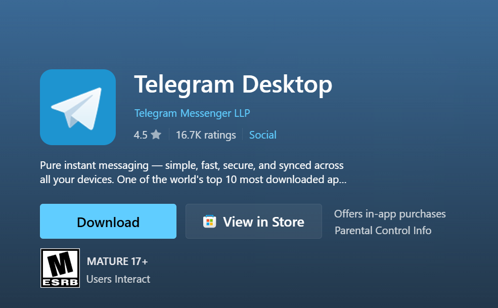 Telegram desktop app